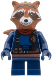 LEGO Rocket Raccoon - Dark Blue Outfit, Dark Red Scarf, Reddish Brown Head set