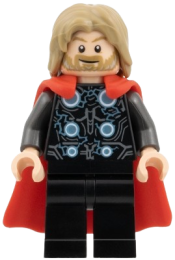 LEGO Thor - Flexible Rubber Cape, Black Legs, Dark Tan Tousled Hair set