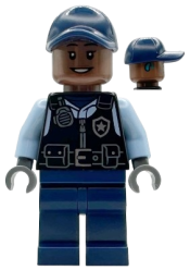 LEGO Security Guard Arkham Asylum - Female, Dark Blue Cap, Black Vest set
