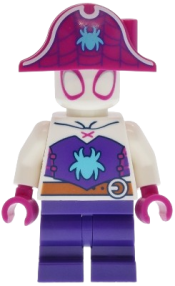LEGO Ghost-Spider (Gwen Stacy) - Dark Purple Medium Legs, Magenta Pirate Hat, Medium Azure Spider Logo, Dark Orange Belt set