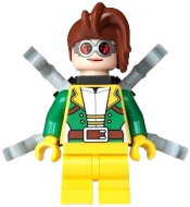 LEGO Doc Ock - Female, Medium Legs, Green Open Jacket, Round Goggles, Light Bluish Gray Arms set