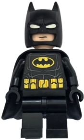 LEGO Batman - Black Suit, Yellow Belt with Medium Nougat Details, Cowl with White Eyes, Flexible Rubber Cape set
