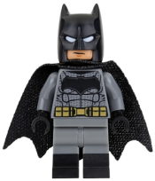 LEGO Batman - Dark Bluish Gray Suit, Gold Belt, Black Hands, Spongy Cape, Large Bat Logo minifigure