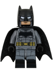 LEGO Batman - Dark Bluish Gray Suit, Gold Belt, Black Hands, Large Bat Logo, Printed Legs, Stubble minifigure