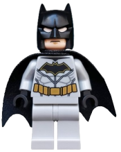 LEGO Batman - Light Bluish Gray Suit with Gold Belt, Black Crest, Mask and Cape (Type 3 Cowl) minifigure