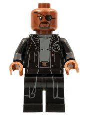 LEGO Nick Fury - Gray Sweater and Black Trench Coat, No Shirt Tail minifigure