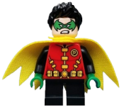 LEGO Robin - Green Mask and Hands, Black Short Legs, Yellow Scalloped Cape minifigure