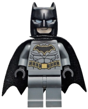 LEGO Batman - Dark Bluish Gray Suit with Gold Outline Belt and Crest, Mask and Cape (Type 3 Cowl, Spongy Cape) minifigure