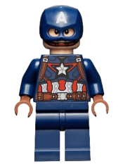 LEGO Captain America - Dark Blue Suit, Reddish Brown Hands, Helmet minifigure