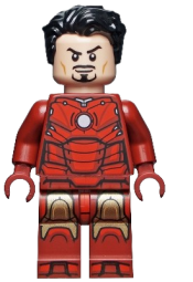 LEGO Iron Man Mark 3 Armor, Black Hair, Dark Red Arms minifigure