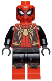 LEGO Spider-Man - Black and Red Suit, Large Gold Spider, Gold Knee Trim (Integrated Suit) minifigure