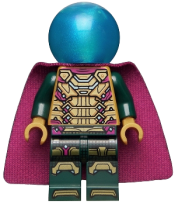 LEGO Mysterio - Magenta Trim, Dark Azure Head, Satin Trans-Light Blue Helmet, Single Hole Cape minifigure