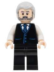 LEGO Alfred Pennyworth, Black Vest, Light Bluish Gray Hair, Dark Bluish Gray Beard minifigure