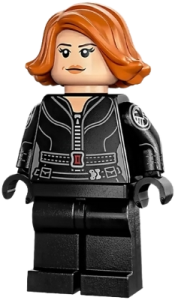 LEGO Black Widow - Black Jumpsuit, Dark Orange Short Hair, Plain Legs, Printed Arms minifigure