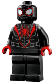LEGO Spider-Man (Miles Morales) - Dark Bluish Gray Webbing on Head, Red Hands minifigure