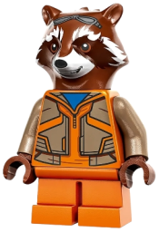 LEGO Rocket Raccoon - Orange and Dark Tan Outfit, Reddish Brown Head minifigure