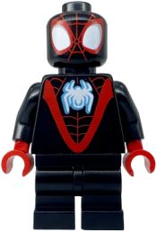 LEGO Spider-Man (Miles Morales) - Black Medium Legs, White Spider Logo minifigure