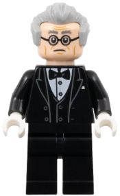 LEGO Alfred Pennyworth - Black Tuxedo, Light Bluish Gray Hair minifigure