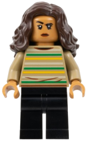 LEGO MJ (Michelle Jones) - Dark Tan Striped Shirt, Dark Brown Wavy Hair minifigure