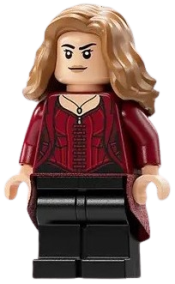 LEGO The Scarlet Witch (Wanda Maximoff) - Plain Black Legs, Medium Nougat Hair, Dark Red Cloth Skirt minifigure