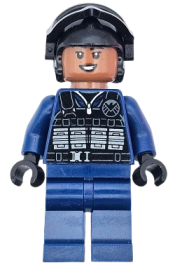 LEGO SHIELD Agent - Female, Tactical Vest, Black Goggles, Medium Brown Head minifigure