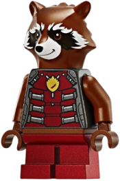 LEGO Rocket Raccoon - Dark Red and Pearl Dark Gray Outfit, Reddish Brown Head minifigure