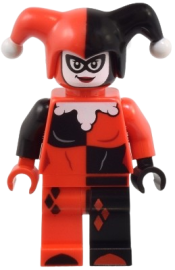 LEGO Harley Quinn - Jester's Cap, Black and Red Hands, Rounded Collar  minifigure