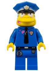 LEGO Chief Wiggum with Dark Pink Frosting Splotches on Face and Shirt minifigure