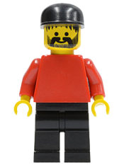 LEGO Plain Red Torso with Red Arms, Black Legs, Black Cap minifigure