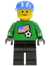 LEGO Soccer Player - US Goalie, US Flag Torso Sticker on Front, White Number Sticker on Back (1, 18 or 22, specify number in listing) minifigure