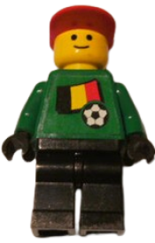 LEGO Soccer Player - Belgian Goalie, Belgian Flag Torso Sticker on Front, White Number Sticker on Back (1, 18 or 22, specify number in listing) minifigure