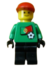 LEGO Soccer Player - Portuguese Goalie, Portuguese Flag Torso Sticker on Front, White Number Sticker on Back (1, 18 or 22, specify number in listing) minifigure