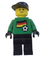 LEGO Soccer Player - German Goalie, German Flag Torso Sticker on Front, White Number Sticker on Back (1, 18 or 22, specify number in listing) minifigure