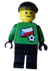 LEGO Soccer Player - Czech Goalie, Czech Flag Torso Sticker on Front, White Number Sticker on Back (1, 18 or 22, specify number in listing) minifigure