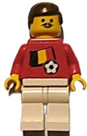 LEGO Soccer Player - Belgian Player 1, Belgian Flag Torso Sticker on Front, Black Number Sticker on Back (specify number in listing) minifigure