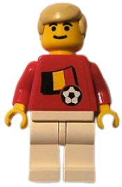 LEGO Soccer Player - Belgian Player 2, Belgian Flag Torso Sticker on Front, Black Number Sticker on Back (specify number in listing) minifigure