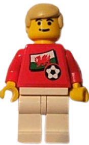 LEGO Soccer Player - Welsh Player 2, Welsh Flag Torso Sticker on Front, Black Number Sticker on Back (specify number in listing) minifigure