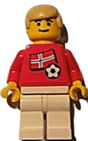 LEGO Soccer Player - Norwegian Player 2, Norwegian Flag Torso Sticker on Front, Black Number Sticker on Back (specify number in listing) minifigure