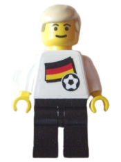 LEGO Soccer Player - German Player 2, German Flag Torso Sticker on Front, Black Number Sticker on Back (specify number in listing) minifigure