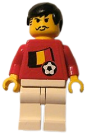 LEGO Soccer Player - Belgian Player 3, Belgian Flag Torso Sticker on Front, Black Number Sticker on Back (specify number in listing) minifigure