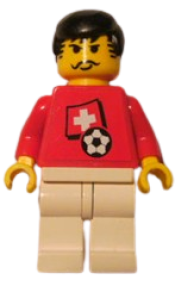 LEGO Soccer Player - Swiss Player 3, Swiss Flag Torso Sticker on Front, Black Number Sticker on Back (specify number in listing) minifigure