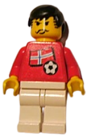 LEGO Soccer Player - Norwegian Player 3, Norwegian Flag Torso Sticker on Front, Black Number Sticker on Back (specify number in listing) minifigure