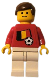 LEGO Soccer Player - Belgian Player 4, Belgian Flag Torso Sticker on Front, Black Number Sticker on Back (specify number in listing) minifigure