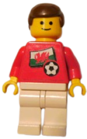 LEGO Soccer Player - Welsh Player 4, Welsh Flag Torso Sticker on Front, Black Number Sticker on Back (specify number in listing) minifigure