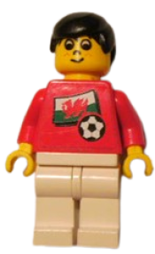 LEGO Soccer Player - Welsh Player 5, Welsh Flag Torso Sticker on Front, Black Number Sticker on Back (specify number in listing) minifigure