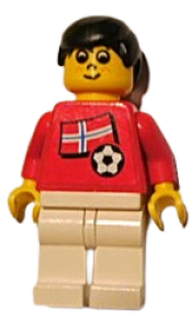 LEGO Soccer Player - Norwegian Player 5, Norwegian Flag Torso Sticker on Front, Black Number Sticker on Back (specify number in listing) minifigure