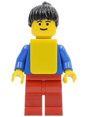 LEGO Soccer Player Womens Team, Black Ponytail Hair, Eyebrows, Yellow Vest minifigure