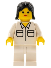 LEGO Shirt with 2 Pockets, White Legs, Black Female Hair minifigure