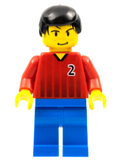 LEGO Soccer Player - Red and Blue Team with Number 2 minifigure