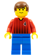 LEGO Soccer Player - Red and Blue Team with Number 4 minifigure